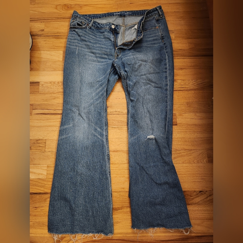 Old Navy Distressed Mid Rise Flare Jeans